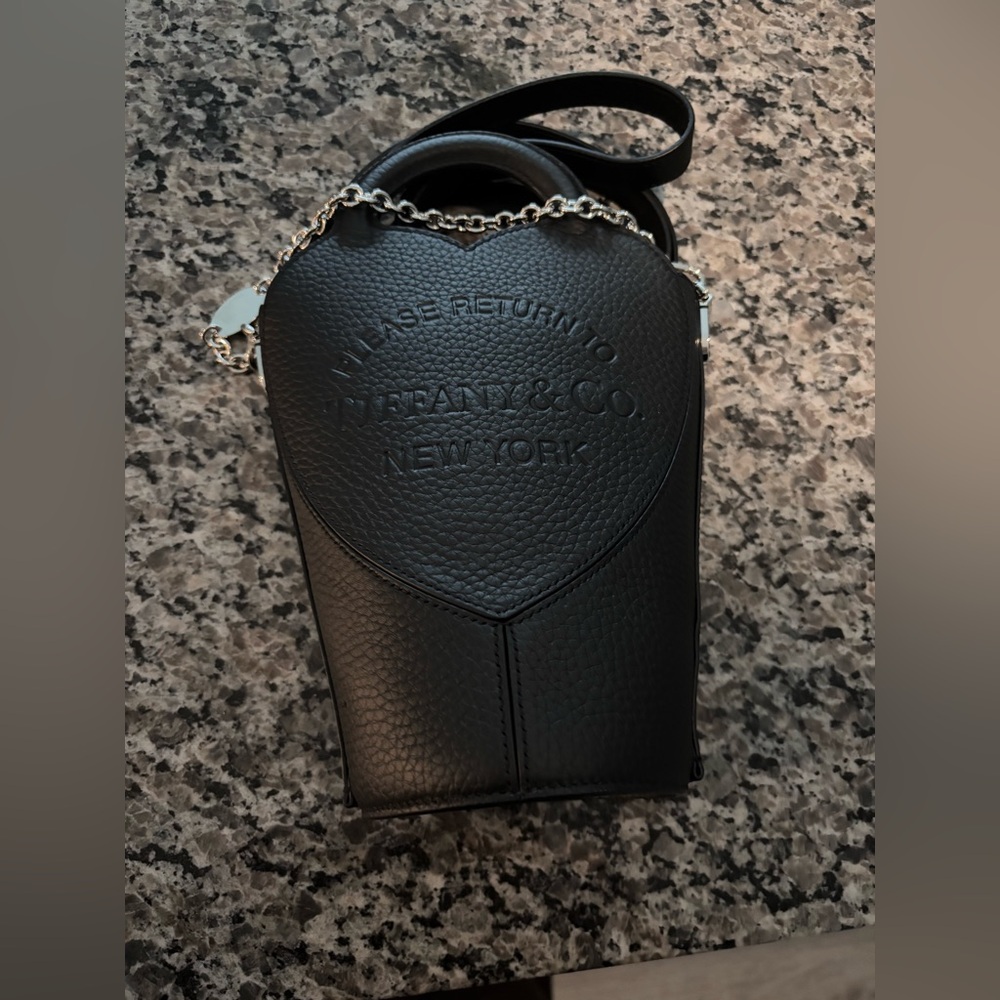 Tiffany & Co. Black Crossbody Bag with Silver Chain